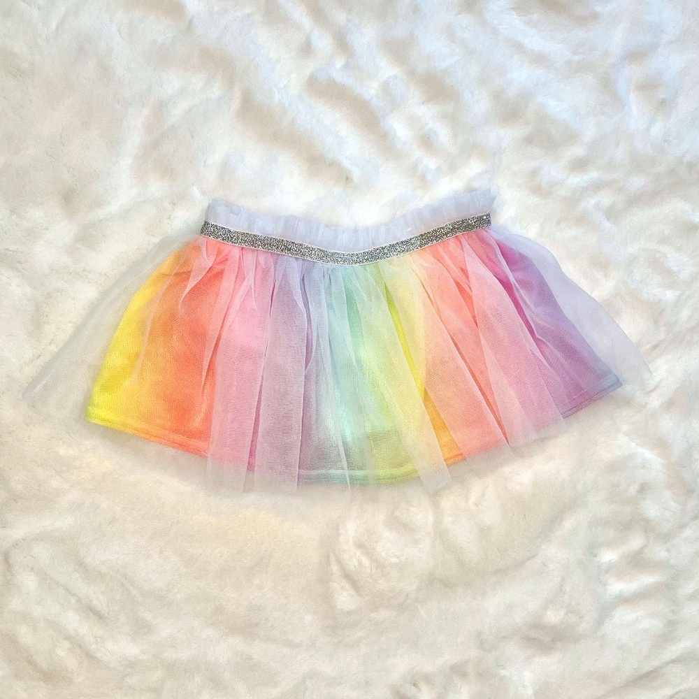 Garanimals Rainbow Tutu Skort with Silver Band and Tule Overlay 3-6M Princess!